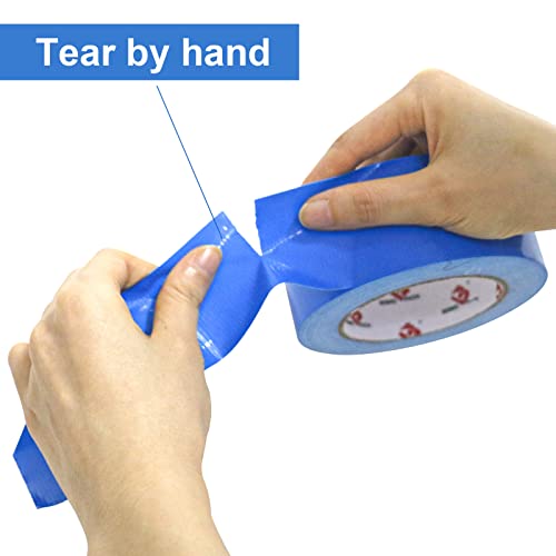 BOMEI PACK 3 Pack Blue Duct Tape Heavy Duty,2 Inch x 30 Yards,9 Mil Thick Heavy Duty Blue Tape Duct,Waterproof,No Residue,Flexible,Tear by Hand,Industrial Grade for Repairing,Fxing - color: Blue