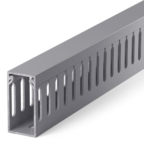 ZhiYo H2in x W1in Server Rack Cable Management Raceway, 99in (6X L16.5in) Cable Raceway Kit, Electrically Safe PVC Open Slot Wire Cover, Cord Hider for Under Desk/Computer/Network Cords, Grey - color: Grey, size: 2in H × 1in W × 99in L