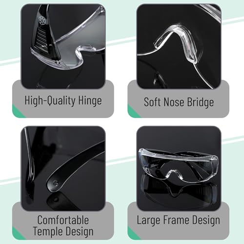 UNCO- Safety Goggles Over Glasses, Protective Goggles, Anti Fog, Work, Safety Glasses Over - color: Black, size: 2 Pack