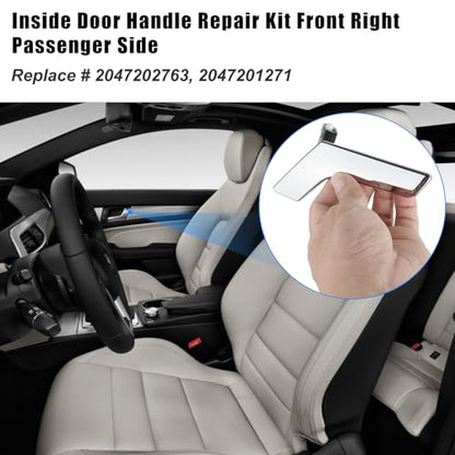 Inside Interior Door Handle Repair Kit Right Passenger Side Replacements for Mercedes-Benz C250 C280 C300 C350 C400 C63 GLK250 GLK280 GLK300 GLK350 Replaces 2047202763, 2047201271 Silver