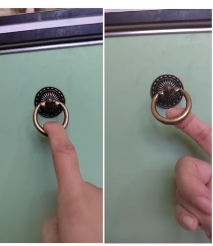 MIZORLIE Antique Bronze Knob Handle Retro Dresser Pull Cabinet Drawer Ring Handle Single Hole Decorative Hardware with Screws, Used for Furniture Cabinet Dresser(8 PCS)