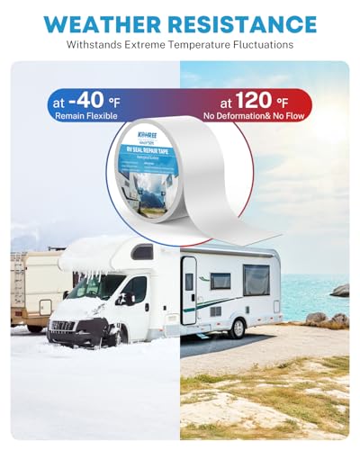 Kohree RV Sealant Tape, 4 Inch x 50 Foot RV Roof Tape White Waterproof Seal Tape UV & Weatherproof Sealant Roofing Tape for RV Repair, Window, Boat Sealing, Truck Stop Camper Roof Leaks - style: 4in*50ft
