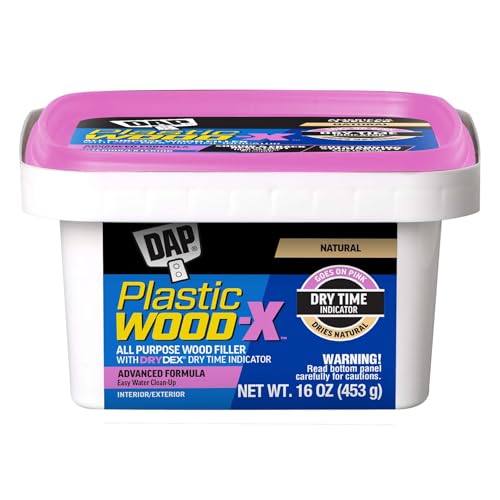 DAP Plastic Wood-X with DryDex Wood Filler, Natural, 16 Oz (7079800542) (Pack of 8) - size: 16 oz (Pack of 8)