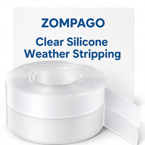 ZOMPAGO Weather Stripping 1in x 16.4FT Clear SiliconeDoor Seal Tape for Windows Draft Blocker Insulation Self Adhesive Removable for Home Garage RV - size: 1" X 16.4ft