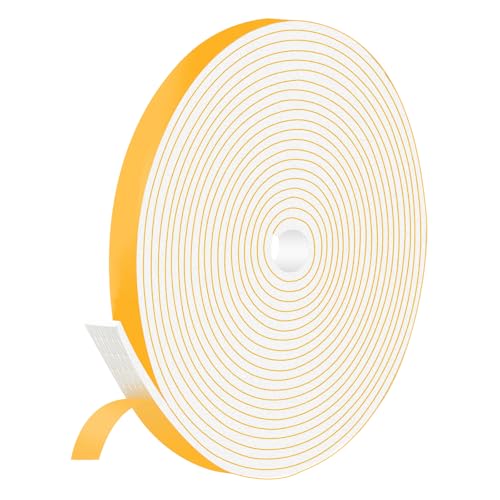 CR Foam Door Insulation Strip 1/2 in x 1/8 in,Strong Adhesive,Thin Foam Tape Weather Stripping, Use for Narrow Gaps,Light Decor, Dust,Noise Reduction,Total 16.5Ft,White - color: White, size: 1/2 in x 1/8 in x 16.5 Ft