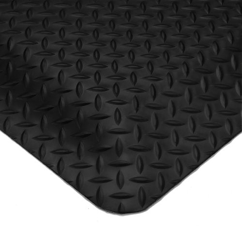 Wearwell PVC 497 Smart Diamond-Plate Medium Duty Anti-Fatigue Mat, Tapered Edges, for Dry Areas, 2' Width x 3' Length x 5/8" Thickness, Black - color: Black, size: 2x3x5/8"