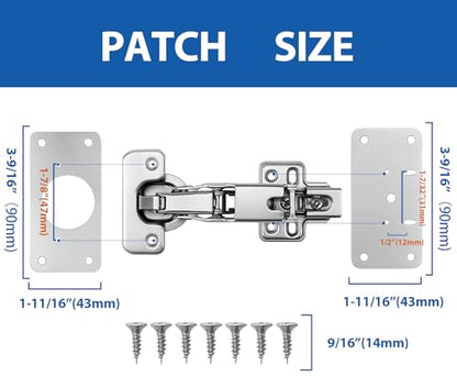 TamBee Corner Cabinet Hinge Bifold 175 Degree with Repair Plate Kit, 48mm Full Overlay Lazy Susan Cabinet Door Hinge Frameless - style: 175° Full Overlay + Plates
