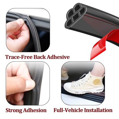 Car Door Seal Strip, 32.8FT Rubber Double Layer Soundproof Vehicle Window Weather Stripping, 5-Holes Noise Insulation Auto Seal Weatherstrip Edge Protector Trim, Universal for Vehicle - color: 5 Holes/32.8FT