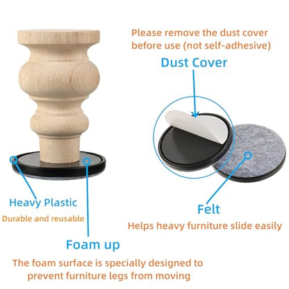 Felt Furniture Sliders for Hardwood Floors - Furnigear 8 PCS 5" Furniture Moving Pads Sliders – Heavy Duty Felt Sliders Chair Leg Floor Protectors - Move Your Furniture Easily & Safety (Gray+Black) - size: 5 inch - 8 PCS Gray