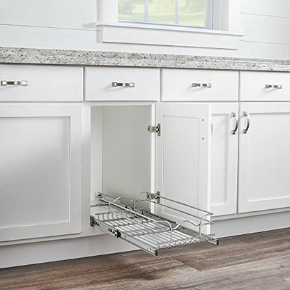 Rev-A-Shelf Pullout Kitchen Cabinet Drawer and Rolling Organizer Cabinet Pantry Storage Basket in Multiple Sizes, 12 x 22 in, 5WB1-1222CR-1 - size: 12" W X 22"d, style: Single Tier
