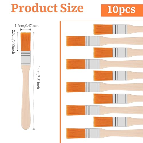 Piriuuo 10 Pcs Small Paint Brush for Walls, 1 Inch Touch Up Paint Brushes Prune Painting Tool Paints and Chip Brushe Angle Brushes for Stains, Varnishes, Watercolor, Wood, Wall, Furniture