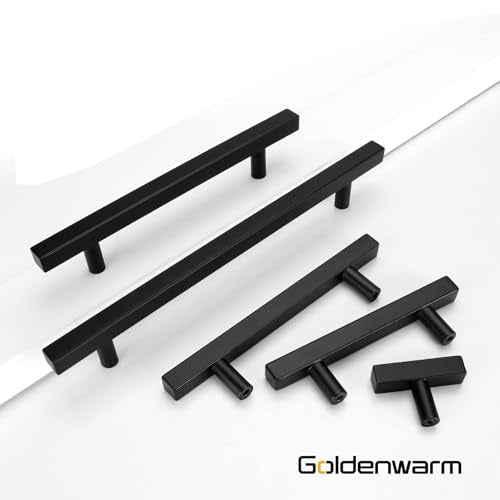 Goldenwarm 25 Pack Black Cabinet Handles 2-1/2"(64mm) Matte Black Cabinet Pulls T Bar Drawer Pulls for Kitchen Cupboard & Drawer Hardware - color: Black, size: 2-1/2 Inch Hole Center