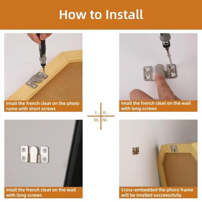 16Pcs Stainless Steel Interlock Hanging Buckle,Flush Concealed Mount Brackets Stainless Steel Z Clip Bracket Interlock Hanging Buckle for Picture Display Art Gallery - color: Silver, size: Large Without Screws