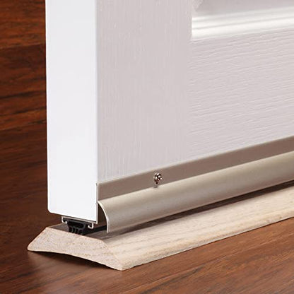M-D Building Products 48998 36 in. Satin Nickel Aluminum L-Shape Screw-on Under Door Seal - color: Satin Nickel