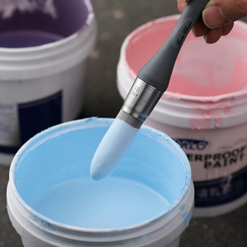 Bates- Trim Paint Brush, 3 pcs, 5/8”, 3/4” and 1”, Ergonomic Handle, Grey Theme, Trim Brushes for Painting - color: Grey Theme