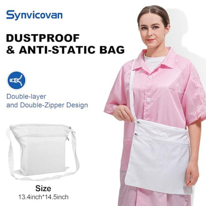 13 x 14 Inch Anti-static Cleanroom Crossbody Tool Bag,Storage Bag for Work & Travel（White） - color: White
