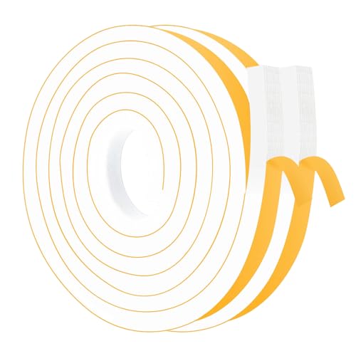 White Foam Weather Stripping, 1 in x 1/2 in x 20Ft Strong Adhesive Weatherstrip, Noise Reduction,Weatherproof,Use for Wide Gaps,Door Frams,Windows - color: White, size: 1 in x 1/2 in x 20 Ft