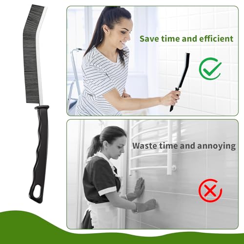 Crevice Cleaning Brush,10 Pcs Cleaning Supplies Cleaning Brush Tools,Hard Bristle Crevice Brush for Household Use Bathroom Tiles Kitchen Practical and Durable - color: Black03