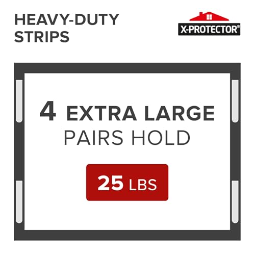X-Protector Picture Hanging Strips - 16 Pairs Damage Free Picture Hangers - Self Adhesive Hangers Without Nails - Heavy Duty Wall Hanging Strips - Wall Sticky for Hanging Up to 25 LBS (Size XL) - size: XL