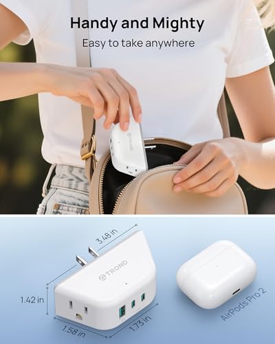 TROND Outlet Extender with USB C PD 20W, Outlet Splitter with 2 AC Sockets, 3-Side Design Wall Plug Adapter, for Home Office Cruise Travel Essentials, White - color: White, size: 2A2C1U & PD20W-3 Prong Plug,1 Pack