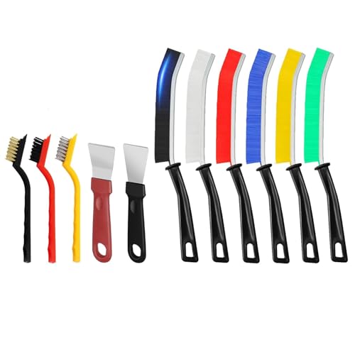 TuTuYa 11PCS Crevice Cleaning Brush Set, Hard Bristle Gap Cleaning Kit for Groove, Window, Tiles, Corner, Faucet, Bathroom, Kitchen, Stove, Pot - color: Type-iii 11pcs Brush Set