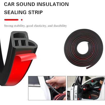 Mandark Car Door Seal Strip, Rubber Double Layer Vehicle Weather Stripping, 52.5ft 4 Holes Soundproof Self Adhesive Automotive Sealing Strip Accessories, Universal for SUV, Truck, RV - size: 4 Holes/52.5FT