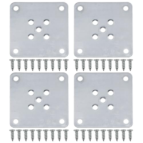 4PSC Furniture Leg Bracket Leg Mounting Plates Flat Mounting Bracket for Sofa Leg Maintenance Chair Leg Connector DIY Leg Connector with Screws T Plate Connector