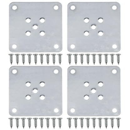 4PSC Furniture Leg Bracket Leg Mounting Plates Flat Mounting Bracket for Sofa Leg Maintenance Chair Leg Connector DIY Leg Connector with Screws T Plate Connector