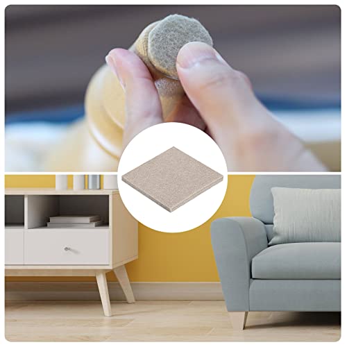 METALLIXITY Square Felt Furniture Pads (2" x 2" x 0.2") 24Pcs, Self-Adhesive Floor Protectors - for Home Cabinet Closet Bed Feet, Beige - size: 2" x 2" x 0.2"