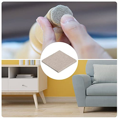 METALLIXITY Square Felt Furniture Pads (2" x 2" x 0.2") 24Pcs, Self-Adhesive Floor Protectors - for Home Cabinet Closet Bed Feet, Beige - size: 2" x 2" x 0.2"