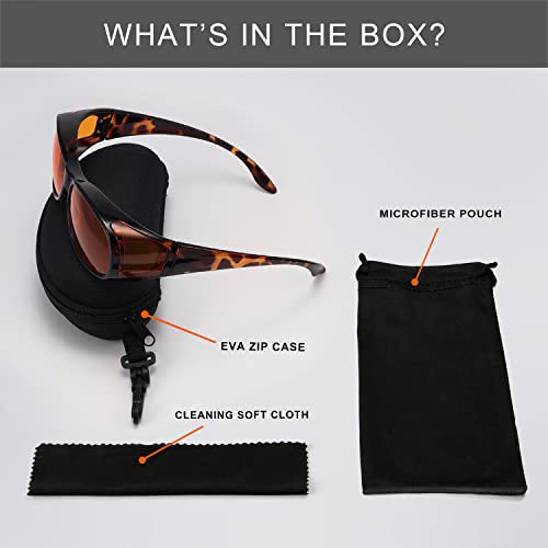 Eyekepper 100% Blue Reduction,Fitover Anti-Blue Blocking Computer Glasses with Extra Amber Lenses for Women, Tortoise - color: 1804-tortoise-100% Blue Light Blocking
