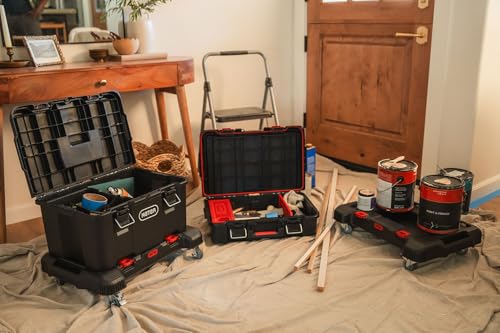 Keter Stack-n-Roll 3-Piece Rolling Tool Storage System – Includes Dolly, Tool Box & Deep Power Tool Case | Modular Mobile Tool Organizer | Stackable Design for Garage, Jobsite & Workshop - size: 3PC with Dolly