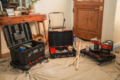 Keter Stack-n-Roll 3-Piece Rolling Tool Storage System – Includes Dolly, Tool Box & Deep Power Tool Case | Modular Mobile Tool Organizer | Stackable Design for Garage, Jobsite & Workshop - size: 3PC with Dolly