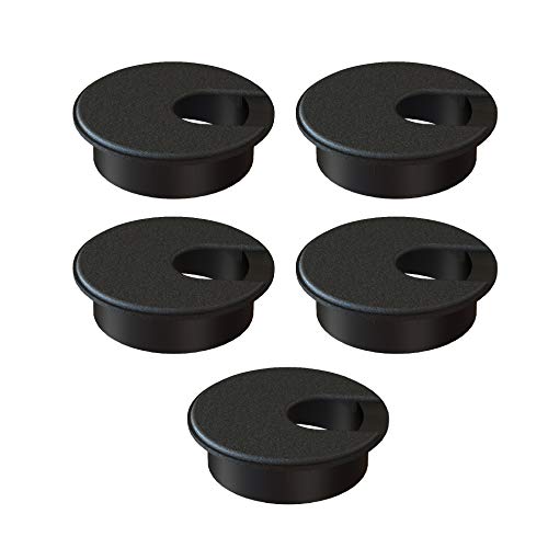MAHDPRO Desk Grommet 2 Inch (50 mm) Pack of 5-Black ABS Plastic Cable Hole Cover to Arrange Wires & Cords Through Computer Table/Countertops - color: Black, size: 2 Inch-Black-5PCS-ABS