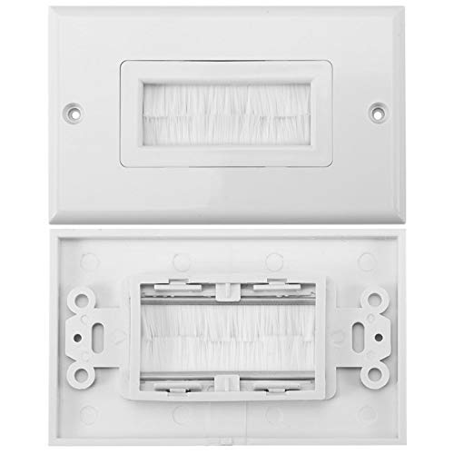 1pc Brush Wall Plate Multi-Function Single Port Cover Outlet Wall Mount Multimedia Panel White