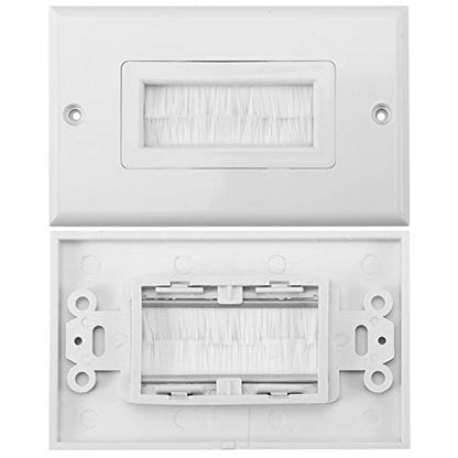 1pc Brush Wall Plate Multi-Function Single Port Cover Outlet Wall Mount Multimedia Panel White