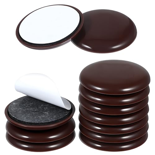 12Pcs 2 inches Stick Furniture Sliders, Furniture Moving Pads Heavy Duty Adhesive Furnitures Movers for Easy Moving on Carpet Hardwood (Coffee)