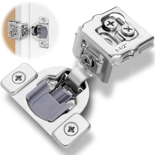 Decobasics 4 Pack Soft Close Cabinet Hinges 1-1/2" Overlay for Kitchen Cabinet Doors, Slow Self-Closing Concealed Hidden Hinges for Face Frame –Stainless Steel, 3-Way Adjustable & Quiet Close Damper - size: 1-1/2 Inch