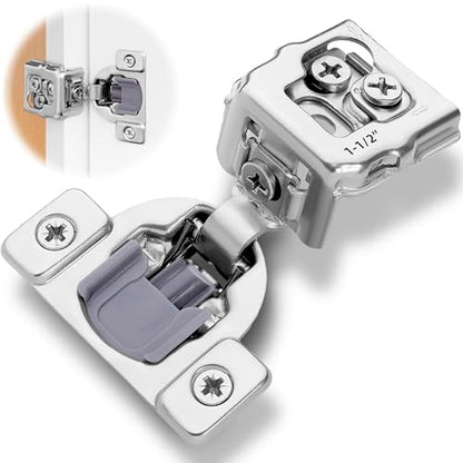 Decobasics 4 Pack Soft Close Cabinet Hinges 1-1/2" Overlay for Kitchen Cabinet Doors, Slow Self-Closing Concealed Hidden Hinges for Face Frame –Stainless Steel, 3-Way Adjustable & Quiet Close Damper - size: 1-1/2 Inch