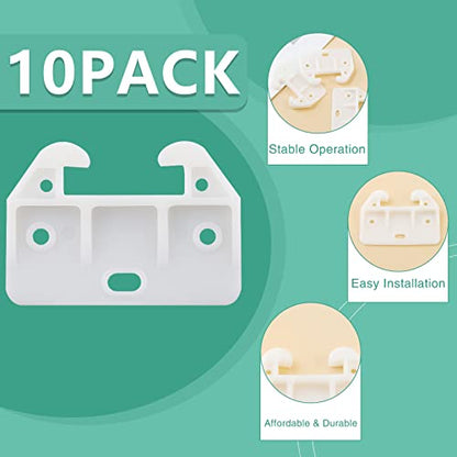 Litoexpe 10 Pieces White Plastic Drawer Guides Rear Drawer Replacement Guides Brackets with Screws, Drawer Track Parts for Furniture, Dressers, Wardrobe (59x41x16.5mm) - size: 58×41×29mm - 10 Pcs
