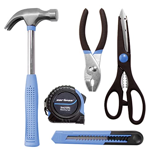 CARTMAN Home Tool Set Kit, Basic Household Hand Tools with Storage Case Light Blue - color: Light Blue