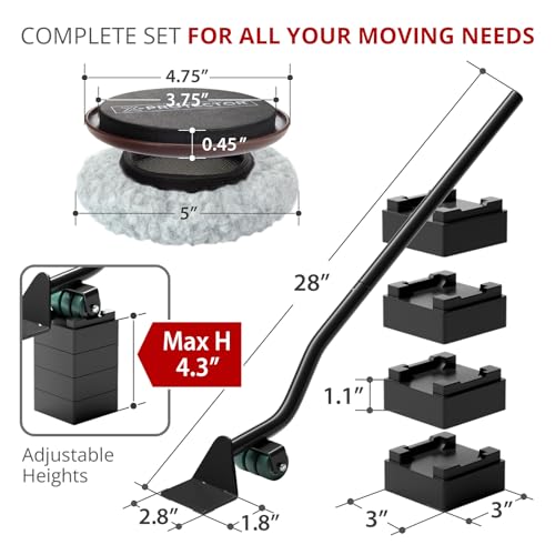 X-Protector Multi-Surface Furniture Sliders & Furniture Lifter Tool Set - 4 PCS 5" Sliders for Furniture with Furniture Jack. Move Your Furniture Easily with Furniture Movers for Hard Floors & Carpets - size: Lifter + 4+4 Pack 5 in (Grey)