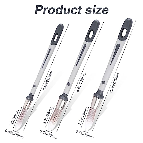 3pcs Paint Brushes for Walls, 0.45/0.6/0.7 inch Small Paint Brush Wall Trim Painting Tools Ideal for Baseboards House Wall Corners Paint Edger Brush and Touch Up Painting