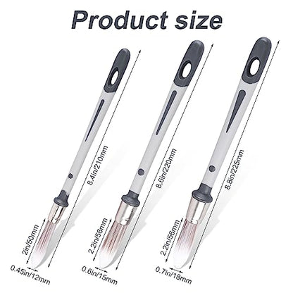 3pcs Paint Brushes for Walls, 0.45/0.6/0.7 inch Small Paint Brush Wall Trim Painting Tools Ideal for Baseboards House Wall Corners Paint Edger Brush and Touch Up Painting
