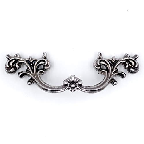 Jetland French Provincial Drawer Pulls - 6-Pack, Aged Silver, 2-1/2" Hole Centers, Vintage Shabby Chic Pulls for Dresser Nightstand Cabinet, PW1619OS64 - color: Aged Silver, size: 2-1/2" Hole Centers