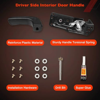 Interior Door Handle Front Left Drivers Side Compatible with 2007-2014 Chevy Silverado 1500/2500/3500 Tahoe Suburban Avalanche GMC Sierra Yukon Cadillac Escalade ESV/EXT,Replaces OEM# 20833606, 80374 - color: Driver Side