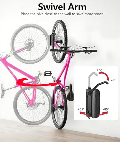 4 Pack Swivel Bike Wall Mount, Bike Hangers for Garage, Space-Saving Vertical Bike Rack, Sturdy Bike Storage Rack Holds Up to 66lbs, Easy to Install.