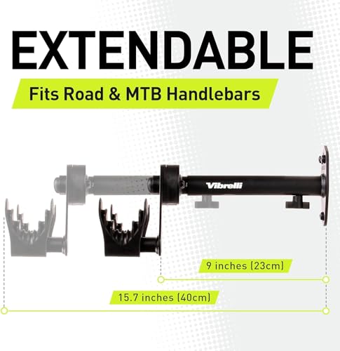 Vibrelli Bike Wall Mount - Horizontal Storage Rack for Hanging Bicycles in Home or Garage - Adjustable Bike Hanger, Holder - Wall Bike Rack Hooks for Bicycles - Mountain, Road, Hybrid - size: 2 PACK