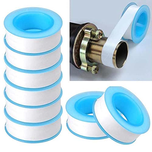 10PCS PTFE Thread Seal Tape for Water Pipe Plumbing Fittings, White 0.0075cm Thick Waterproof Leak Proof Sealing Tape