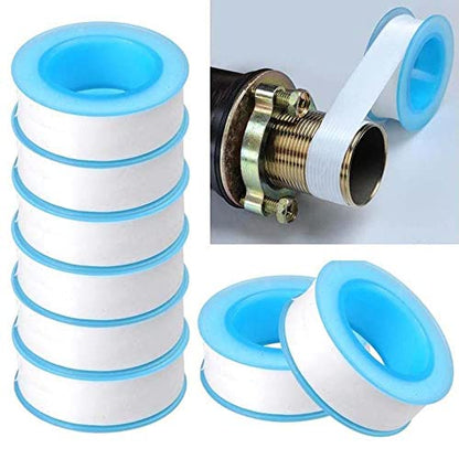 10PCS PTFE Thread Seal Tape for Water Pipe Plumbing Fittings, White 0.0075cm Thick Waterproof Leak Proof Sealing Tape